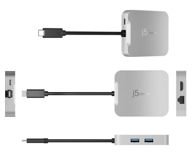 Мултипортов адаптер, j5create JCD391 86W, USB-C, USB-A, HDMI, RJ-45