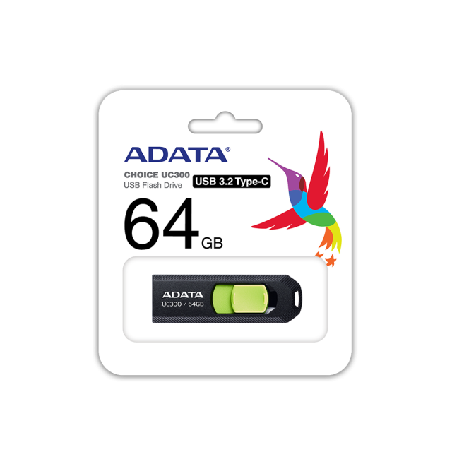 USB памет ADATA UC300 64GB, USB Type-C, BK/GN