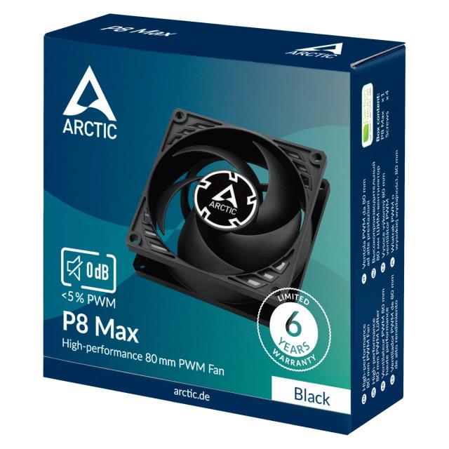 Вентилатор Arctic Fan 80mm P8 Max - 2Ball - 500-5000rpm, 4 pin PWM