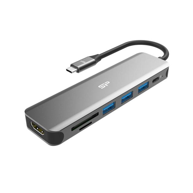 Мултипортов адаптер Silicon Power Boost SU20, 7 в 1, USB Type-C