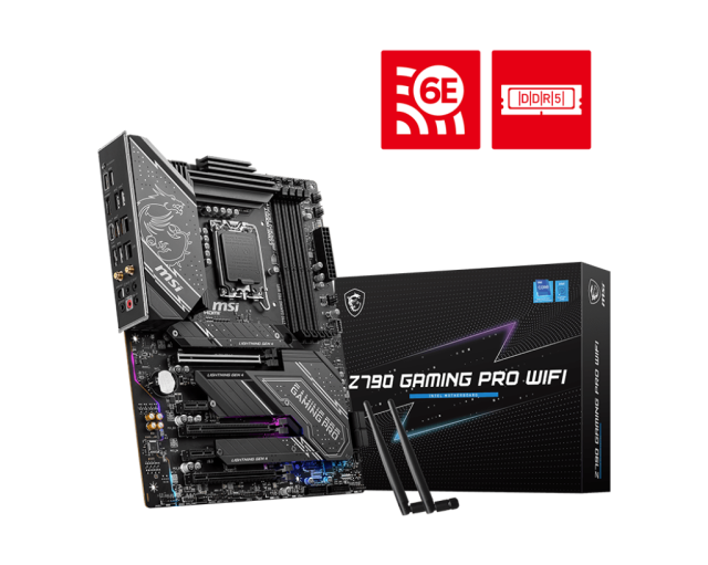 Дънна платка MSI Z790 GAMING PRO WIFI, LGA1700, DDR5, PCI-E 4.0, 4x SATA 6Gb/s, 4x M.2 slots, 1x USB Type-C, Wi-Fi 6E, Bluetooth 5.3, ATX