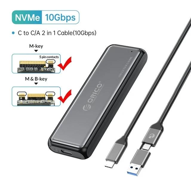 Кутия за SSD Orico M.2 NVMe/SATA M/B key - USB3.1 Type-C Gen.2 10Gbps