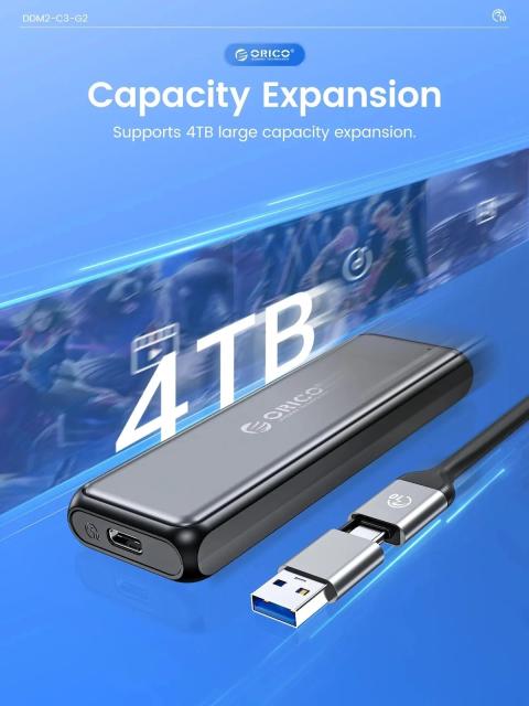 Кутия за SSD Orico M.2 NVMe/SATA M/B key - USB3.1 Type-C Gen.2 10Gbps