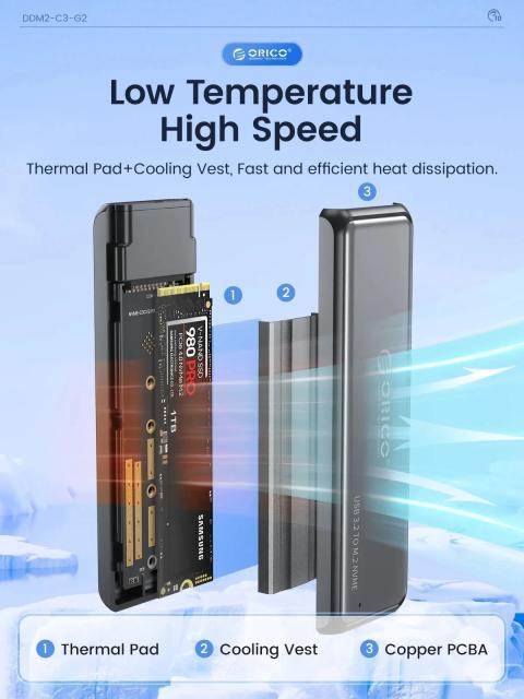 Кутия за SSD Orico M.2 NVMe/SATA M/B key - USB3.1 Type-C Gen.2 10Gbps