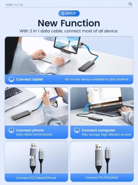 Кутия за SSD Orico M.2 NVMe/SATA M/B key - USB3.1 Type-C Gen.2 10Gbps