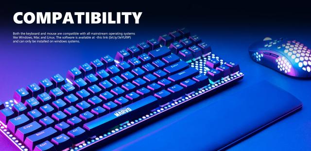 Геймърски комплект Marvo Gaming COMBO CM373 Blue Switches 2-in-1 - Mechanical Keyboard TKL, Mouse