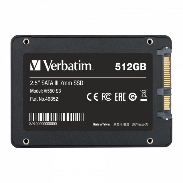 Verbatim SSD Vi550 S3, 2.5", 512GB, SATA 6Gb/s