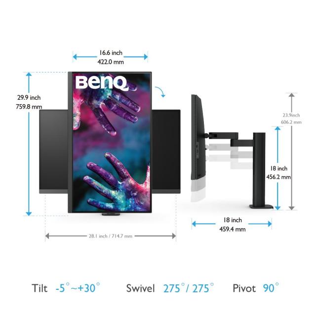 Монитор BenQ PD3205UA, 31.5" (80.01 cm), IPS, 3840x2160, 60Hz, HDMI, DP, USB-C PD