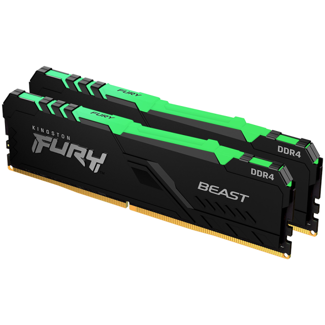 Памет Kingston FURY Beast RGB 64GB (2x32GB) DDR4 3600MHz, CL18, 1.35V 