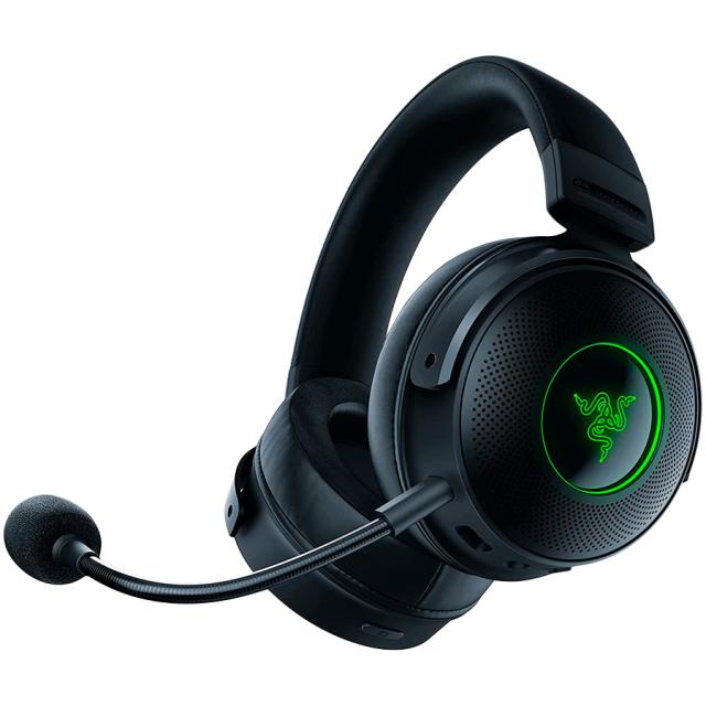 Слушалки Razer Kraken V3 Pro, Wireless/AUX, гейминг, микрофон, 50мм Triforce говорители, контрол на звука и mute бутон, 7.1 Surround Sound THX, Chroma RGB подсветка, черни