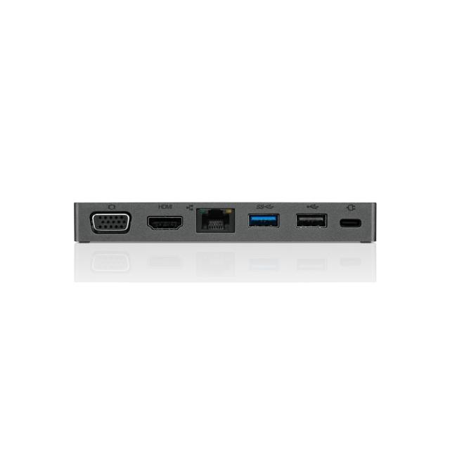 Докинг станция Lenovo Powered USB Type-C TRAVEL HUB, от USB Type-C към 1x USB Type-C (PD), 2x USB A, 1x HDMI, 1x VGA, 1x RJ45, черна