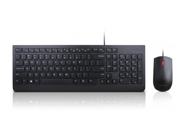 Комплект клавиатура и мишка Lenovo Essential Wired Combo, нископрофилни клавиши, черни