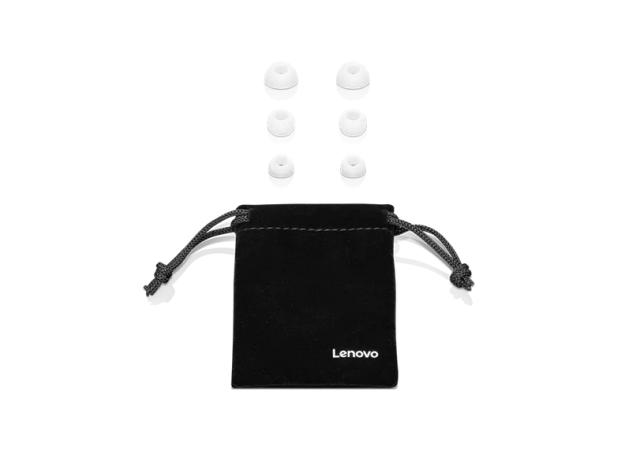 Слушалки Lenovo 100, микрофон, тип "тапи", 3.5 mm jack, Бели