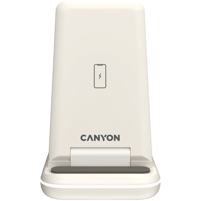 Безжична станция за зареждане на iWatch / iPhone / TWS слушалки Canyon WS-304, 3-В-1 за безжичнно зареждане, 15W/10W/7.5W/5W, бежово