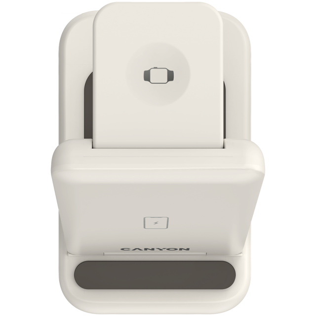 Безжична станция за зареждане на iWatch / iPhone / TWS слушалки Canyon WS-304, 3-В-1 за безжичнно зареждане, 15W/10W/7.5W/5W, бежово