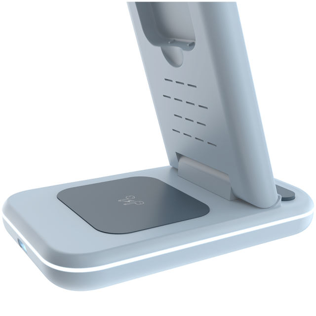 Безжична станция за зареждане на iWatch / iPhone / TWS слушалки Canyon WS-304, 3-В-1 за безжичнно зареждане, 15W/10W/7.5W/5W, син