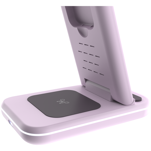 Безжична станция за зареждане на iWatch / iPhone / TWS слушалки Canyon WS-304, 3-В-1 за безжичнно зареждане, 15W/10W/7.5W/5W, розова