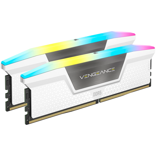 Памет Corsair VENGEANCE RGB White 32GB 2x16GB DIMM DDR5, 6000MHz, CL36, 1.4V