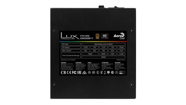 Захранване AeroCool PSU 650W - 80+ Bronze, Semi-Modular LUX RGB 650M