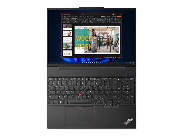 Лаптоп Lenovo ThinkPad E16 Gen 1, Intel Core i7-13700H 14C (2.4/5.0GHz, 24MB Cache), 16" (40.64cm) WUXGA IPS Anti-Glare, 16GB DDR4, 512GB SSD NVMe, 1x Thunderbolt 4, Windows 11 Pro