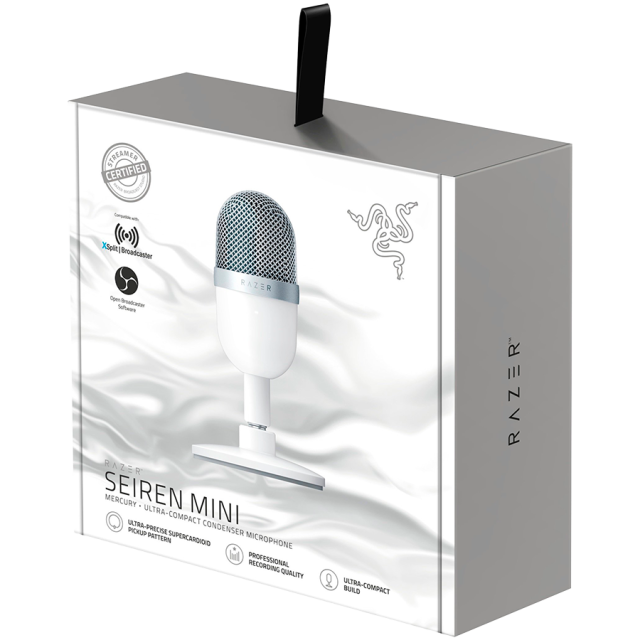 Микрофон Razer Seiren Mini Mercury Edition, USB, бял