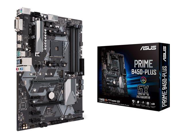 Дънна платка Asus PRIME B450-PLUS, B450, AM4, DDR4, 6x SATA 6Gb/s, 1x M.2 slots, DVI-D, HDMI,2 x USB 3.1 Gen 2, 1 x USB 3.1 Gen 1 Type-C, ATX