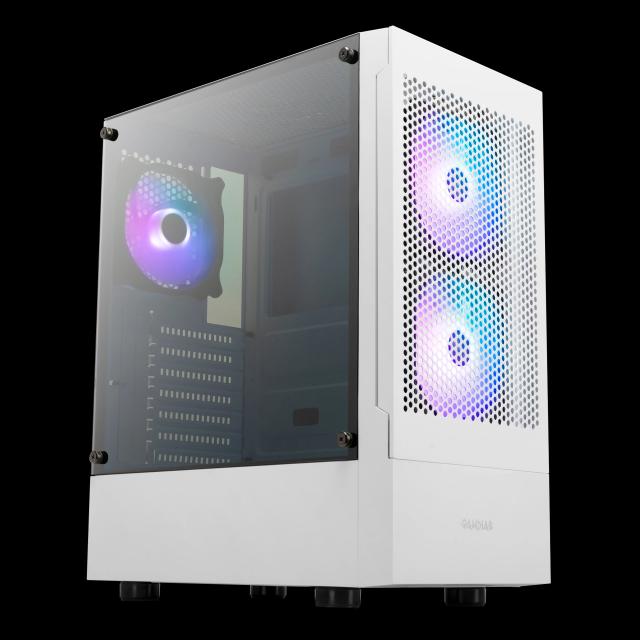 Кутия Gamdias TALOS E3 MESH aRGB White, 1 x USB 3.0, 2 x USB 2.0, HD Audio x 1, Tempered Glass, ATX, бяла