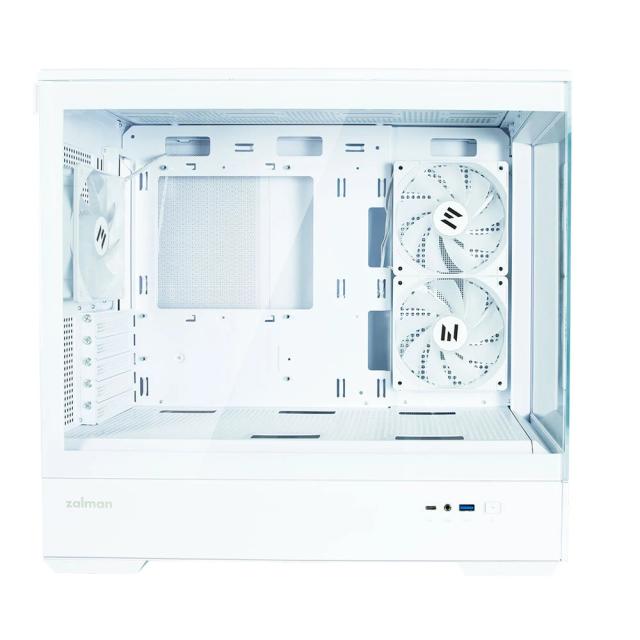 Кутия Zalman P30 White, aRGB, Tempered Glass, 1 x USB 3.1 Type-C 1 x USB 3.0 HD Audio x 1, mATX, бяла