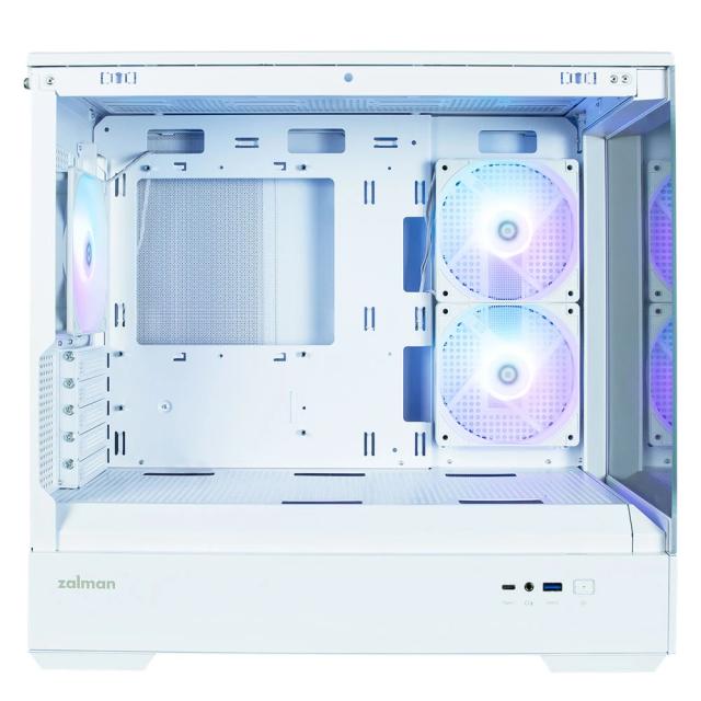 Кутия Zalman P30 White, aRGB, Tempered Glass, 1 x USB 3.1 Type-C 1 x USB 3.0 HD Audio x 1, mATX, бяла