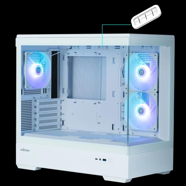 Кутия Zalman P30 White, aRGB, Tempered Glass, 1 x USB 3.1 Type-C 1 x USB 3.0 HD Audio x 1, mATX, бяла