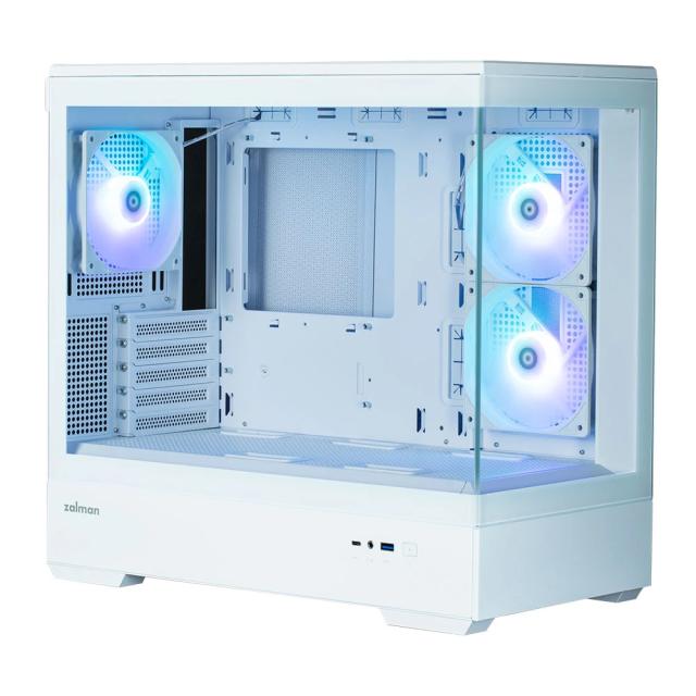 Кутия Zalman P30 White, aRGB, Tempered Glass, 1 x USB 3.1 Type-C 1 x USB 3.0 HD Audio x 1, mATX, бяла