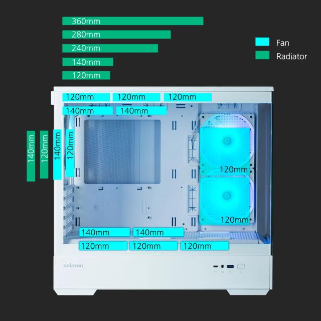 Кутия Zalman P30 White, aRGB, Tempered Glass, 1 x USB 3.1 Type-C 1 x USB 3.0 HD Audio x 1, mATX, бяла