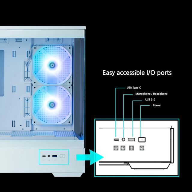 Кутия Zalman P30 White, aRGB, Tempered Glass, 1 x USB 3.1 Type-C 1 x USB 3.0 HD Audio x 1, mATX, бяла