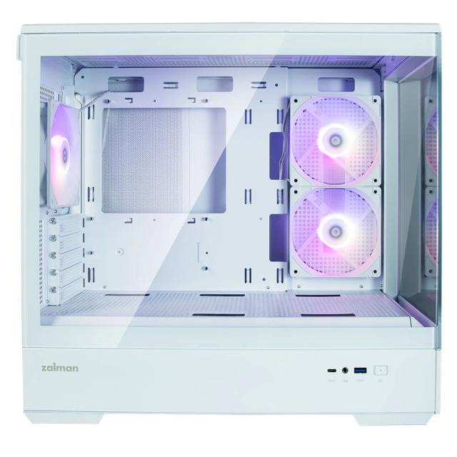 Кутия Zalman P30 White, aRGB, Tempered Glass, 1 x USB 3.1 Type-C 1 x USB 3.0 HD Audio x 1, mATX, бяла