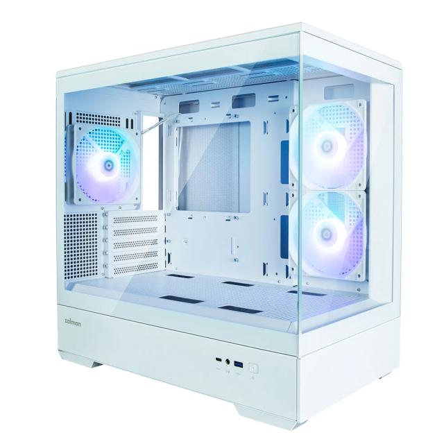 Кутия Zalman P30 White, aRGB, Tempered Glass, 1 x USB 3.1 Type-C 1 x USB 3.0 HD Audio x 1, mATX, бяла