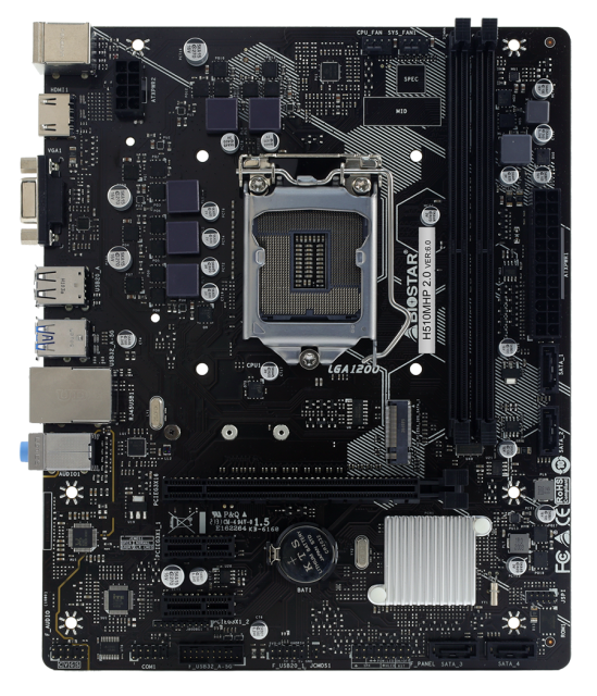 Дънна платка Biostar H510MHP 2.0, H510, LGA1200, DDR4, PCIe 4.0, 4x SATA 6Gb/s, 1x M.2, 2x USB 3.2 Gen1, HDMI, VGA, mATX