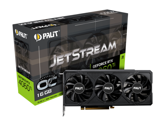 Видео карта PALIT GeForce RTX 4060 Ti JetStream OC 16GB, 128-bit, HDMI, 3X DP