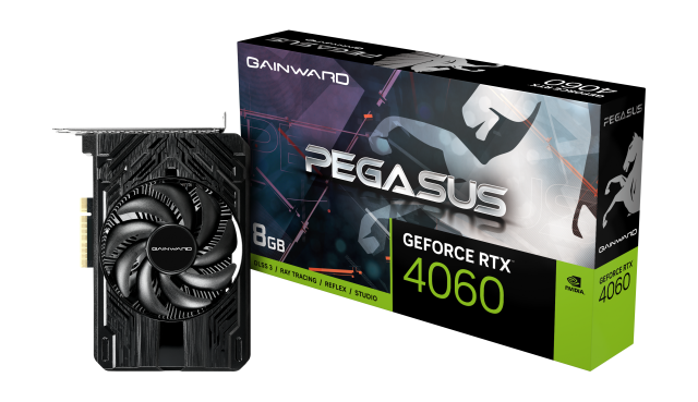 Видео карта Gainward RTX4060 PEGASUS 8GB GDDR6, 128-bit, PCIe 4.0, 3x DP, HDMI 