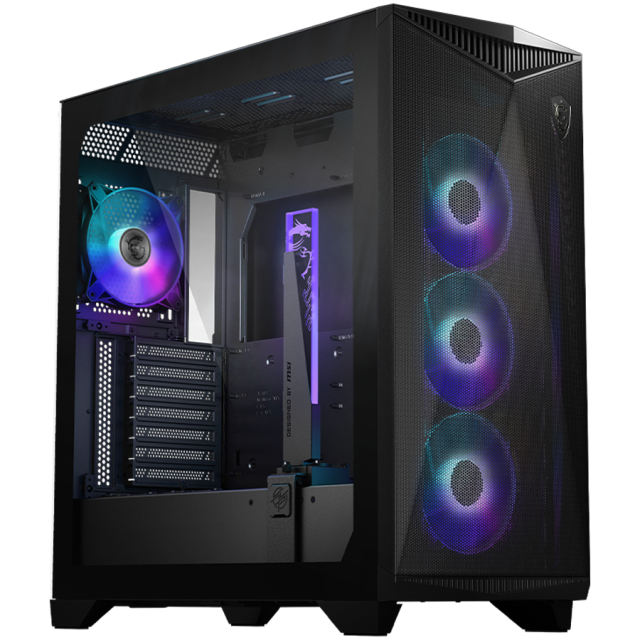 Кутия MSI MPG GUNGNIR 300R AIRFLOW,  Mid-Tower, 2x USB 3.2 Gen 1 Type-A, 1x USB 3.2 Gen 2x2 Type-C, 1x Audio/1x Mic, E-ATX/ATX/M-ATX/ITX, черна