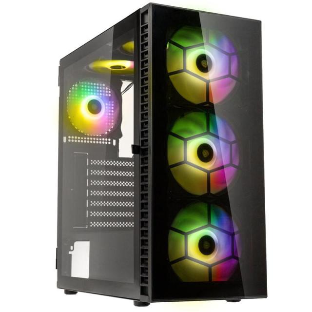 Кутия Kolink Observatory HF ARGB TG Mid-Tower, 2 x USB 2.0, 1 x USB 3.0, HD Audio, Mini-ITX / Micro-ATX / ATX, Черна