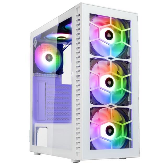 Кутия Kolink Observatory HF ARGB TG Mid-Tower, 2 x USB 2.0, 1 x USB 3.0, HD Audio, Mini-ITX / Micro-ATX / ATX , Бяла