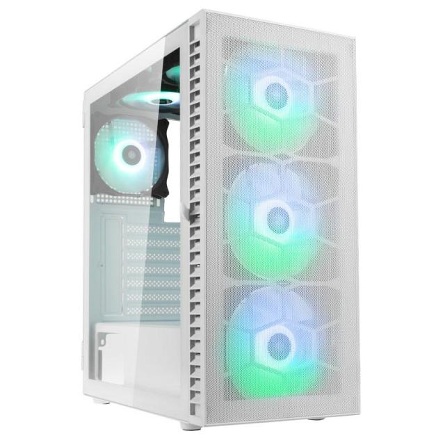 Кутия Kolink Observatory HF Mesh ARGB TG Mid-Tower, 2 x USB 2.0, 1 x USB 3.0, 1 x HD Audio, ATX, Micro ATX, Mini ITX , Бяла