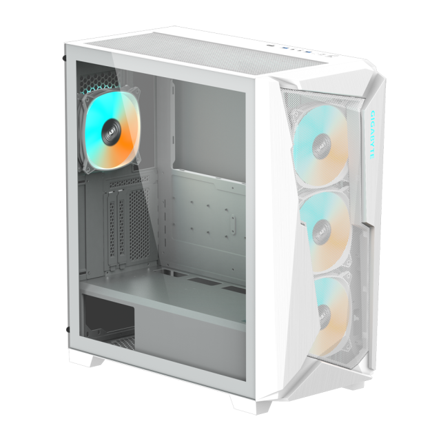 Кутия Gigabyte C301 WHITE V2, Tempered Glass, Mid-Tower, RGB Fusion, USB 3.1 Gen2 Type-C x1, USB 3.0 x2, HD Audio, ATX