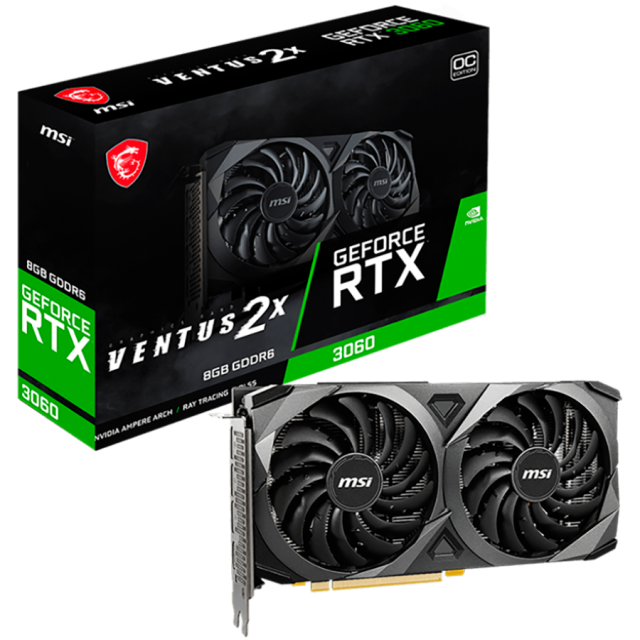 Видео карта MSI Nvidia GeForce RTX 3060 VENTUS 2X 8G OC, 8GB GDDR6, 128-bit, PCIe 4.0, 3x DP, HDMI 