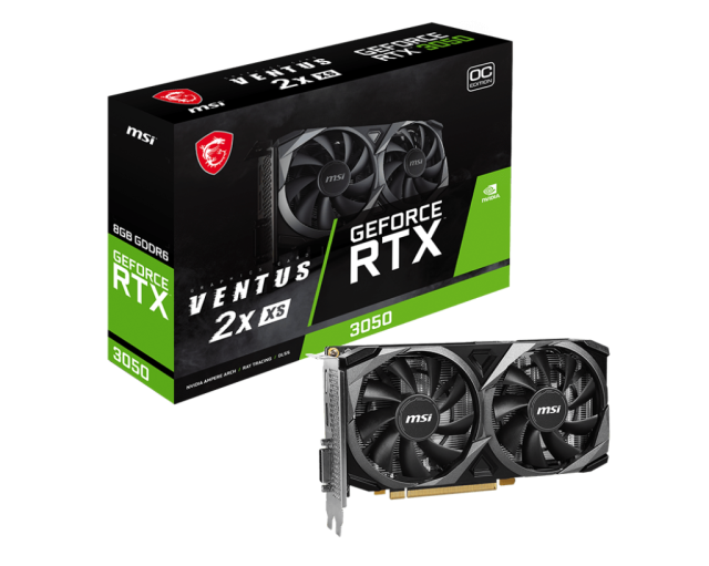 Видео карта MSI RTX3050 VENTUS 2X XS 8GB GDDR6 OC, 128-bit, HDMI, DP