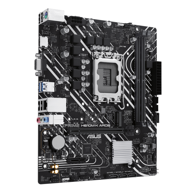Дънна платка ASUS PRIME H610M-K ARGB D5, LGA 1700 mATX, 2x DDR5, 1x M.2 slot, 4 x SATA 6Gb/s, VGA, HDMI, mATX