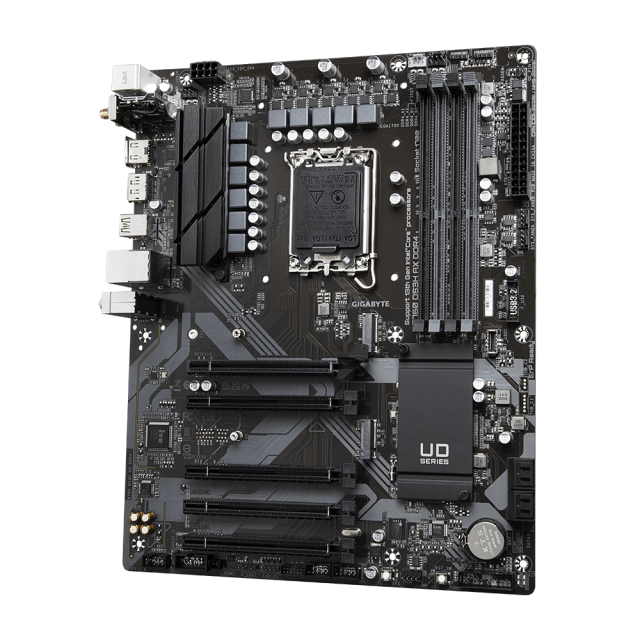 Дънна платка GIGABYTE B760 DS3H AX, LGA1700, 4x DDR4, 1 x M.2 PCIe 4.0, Wi-Fi 6E, HDMI, DP, ATX