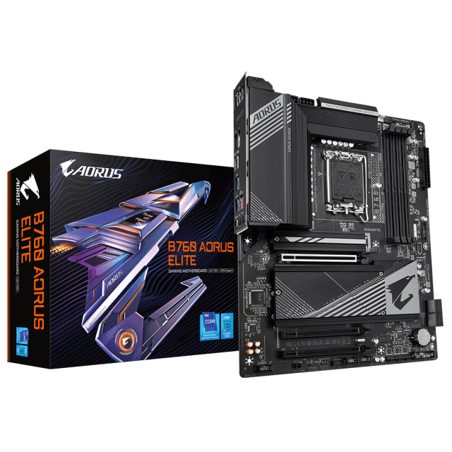 Дънна платка GIGABYTE B760 AORUS ELITE, LGA1700, 4xDDR5, 1 x M.2 PCIe 4.0,  USB Type-C, HDMI, DP, ATX