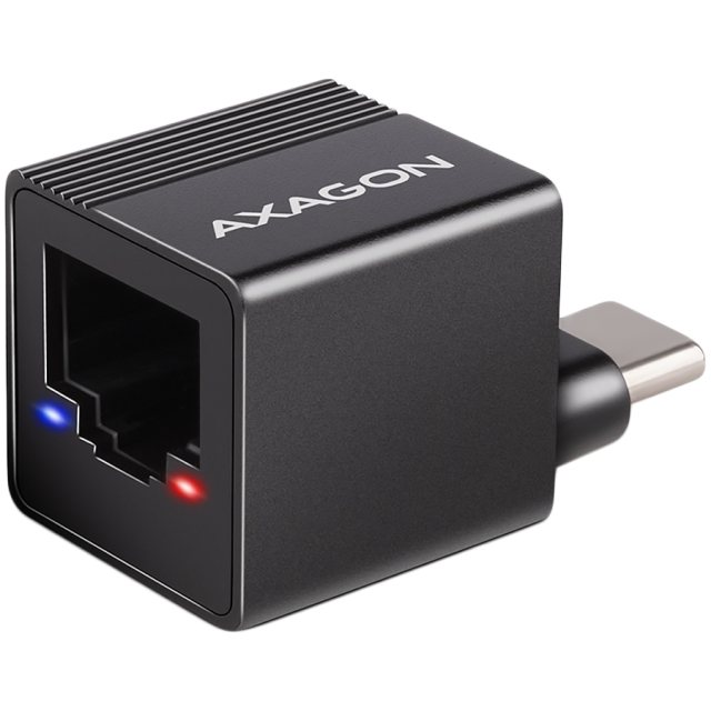 Мрежови адаптер AXAGON ADE-MINIC, от USB-C(м) 3.2 Gen 1 към 1x 10/100/1000 RJ45, черен
