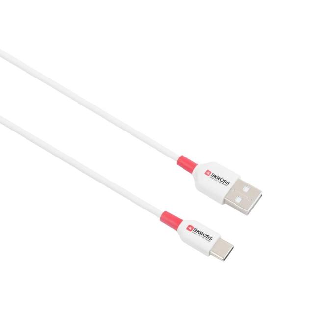 Кабел Skross, USB-C - USB-A 2.0 мъжко, 1.2м, Бял